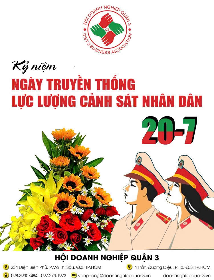 HỘI DOANH NGHIỆP QUẬN 3 KỶ NIỆM 62 NĂM NGÀY TRUYỀN THỐNG LỰC LƯỢNG CẢNH SÁT NHÂN DÂN (20/7/1962-20/7/2024)
