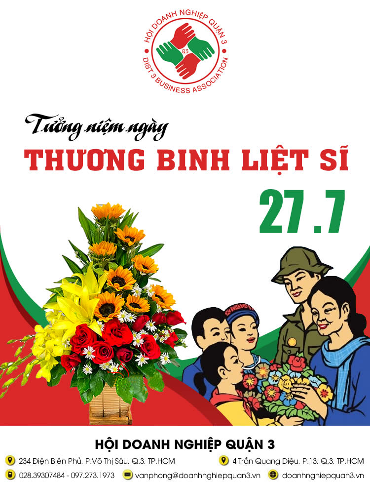 Hội doanh nghiệp Quận 3 tưởng niệm 76 năm ngày thương binh liệt sĩ (27/7/1947-27/7/2023)