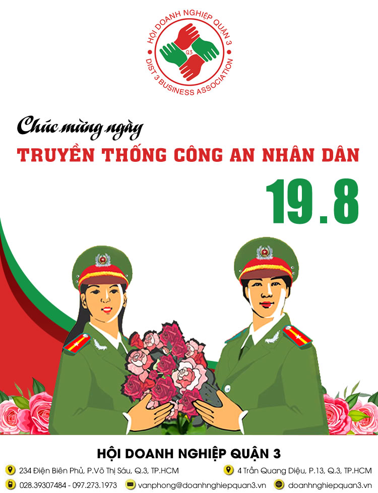 Hội doanh nghiệp Quận 3 chúc mừng ngày truyền thống công an nhân dân (19/8/1945-19/8/2023)