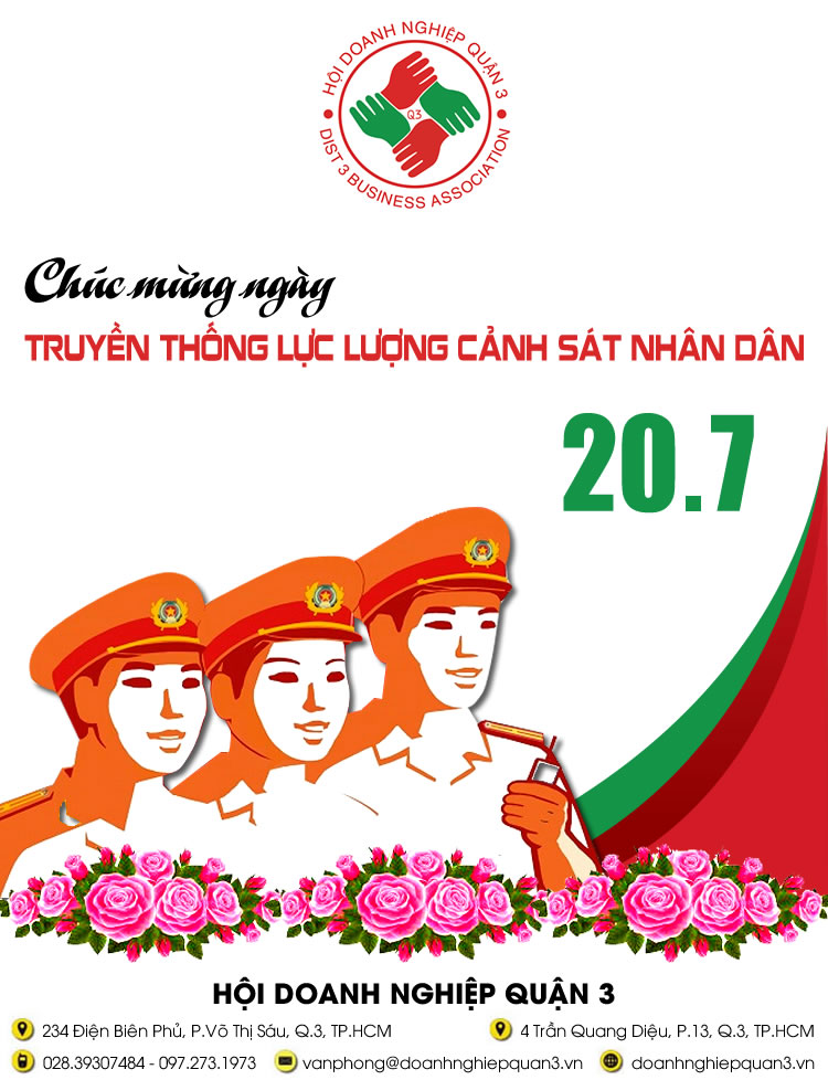 Hội doanh nghiệp Quận 3 chúc mừng 61 năm ngày truyền thống lực lượng cảnh sát nhân dân Việt Nam (20/7/1962 - 20/7/2023)